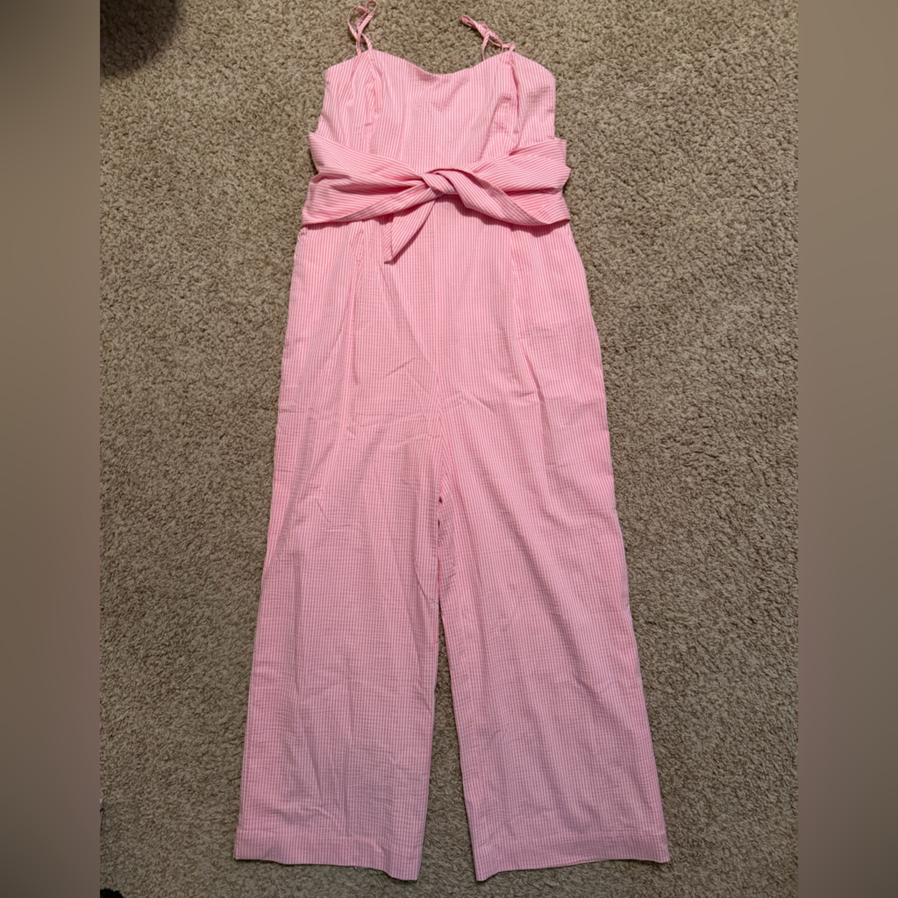 Vineyard Vines Pink/White Pinstripe Seersucker Womenâs Jumpsuit